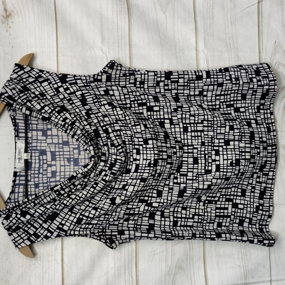 Jones Studio Separates Navy & White Pattern Cowl Neck Sleeveless Top Size Large - Picture 1 of 8
